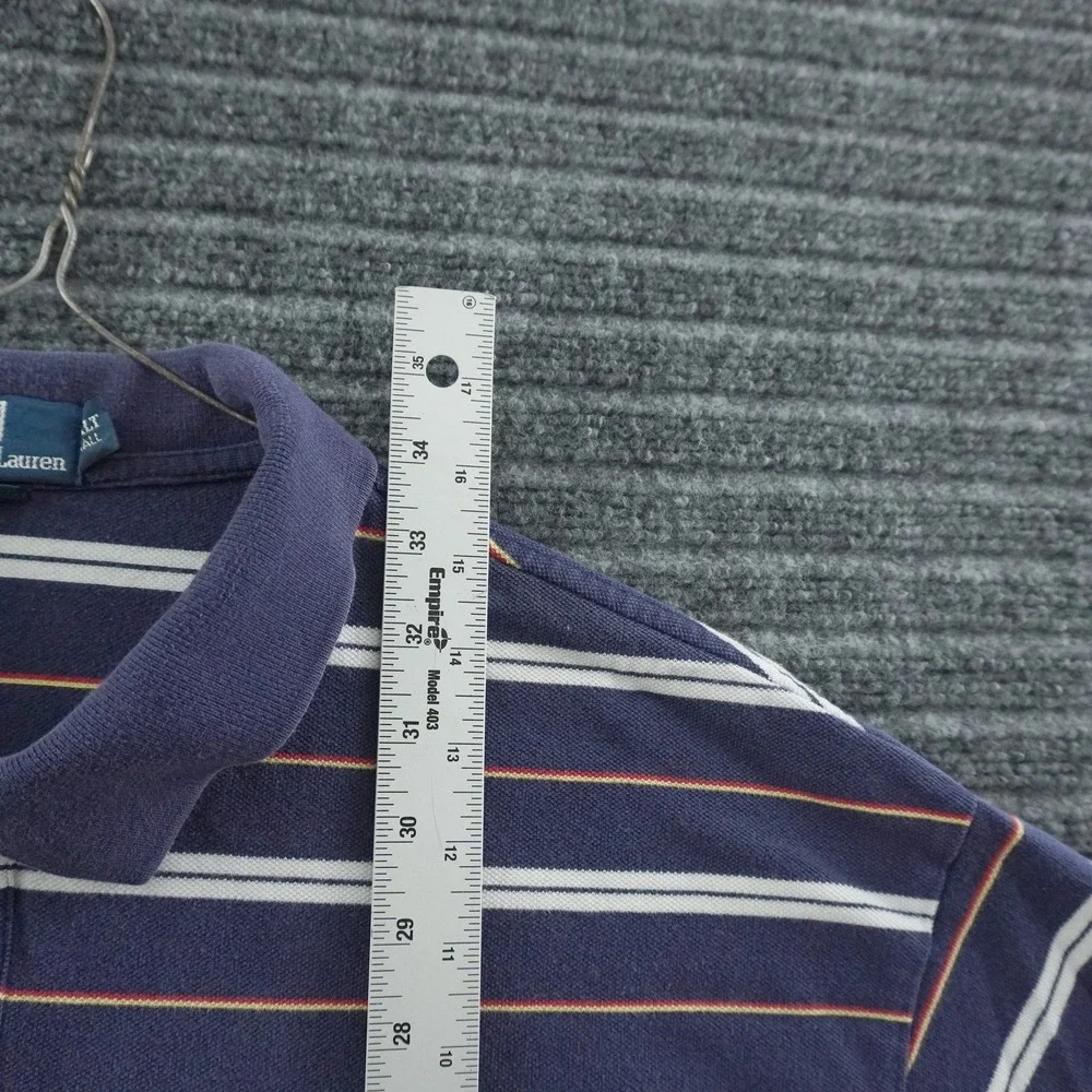 Polo Ralph Lauren Polo Shirt Mens 2XLT Navy Blue Striped Short Sleeve Tall